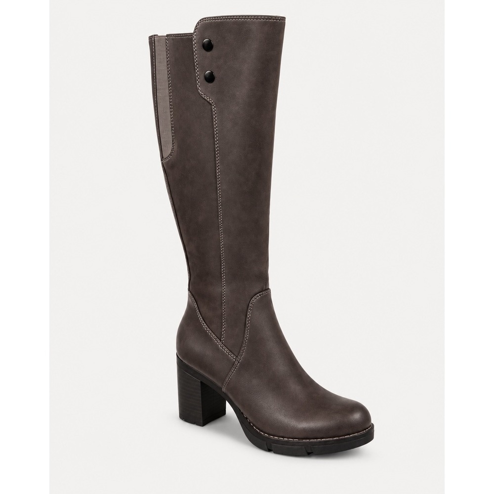 Alberto Grey Brown Warm Lined Knee High Block Heel Lug Sole Boots Size 37